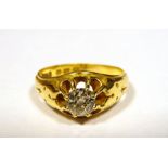 Gentleman's 18ct gold solitaire diamond ring, stone in claw setting, weight approx 7.5g, stone