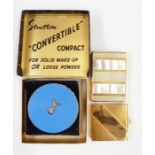 Stratton convertible compact for solid make-up or loose powder, in its original box with RAFA gilt