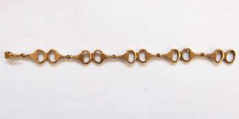 9ct gold snaffle-bit pattern bracelet, 15.5g