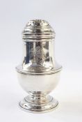 George II silver muffineer of ribbed baluster form, pierced floral cover, London 1731, 4oz approx
