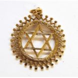 9ct gold 'Star of David' pendant, 4.3g approx