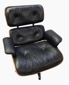 Charles and Ray Eames for Herman Miller - 'Eames Lounge Chair' with leather back, seat and arm rests