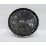Antique Eastern bronze Bhidri dish with inlaid sil