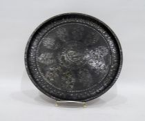 Antique Eastern bronze Bhidri dish with inlaid sil