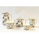 Thomas Goode Hammersley 5820 'Black Bamboo' part tea and coffee service including teapot, coffee