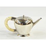 18th century Russian silver bullet-pattern teapot with ovoid body, flush hinged lid, straight
