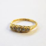 Victorian 18ct gold and diamond dress ring set five graduated old cut stones, hallmarked Chester