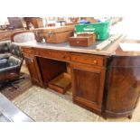 Victorian mahogany partners desk with moulded edge, fitted one long and two short drawers to the