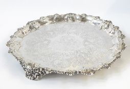 William IV silver salver, the central field with engraved armorial script presented to 'Thos Erskine