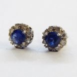Pair of blue stone and diamond cluster earrings in Hooper Bolton box