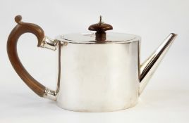 George III silver teapot of plain design, oval and straight sided, London 1779, maker's initials '