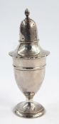 George V tall silver pepperette, shouldered, ovoid and footed, Birmingham 1912, 3oz approx