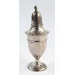 George V tall silver pepperette, shouldered, ovoid and footed, Birmingham 1912, 3oz approx