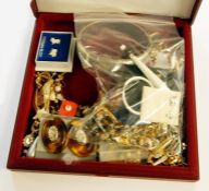 Large quantity of gold and other earrings, silver bangle and other jewellery items