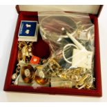 Large quantity of gold and other earrings, silver bangle and other jewellery items