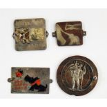 Four various silver-coloured metal or enamelled German motoring emblems 'Gute Fahrt', 'Christopher',