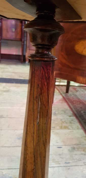 Antique rosewood occasional table, the square glass top with incuse corners, on panelled tapered - Image 4 of 4