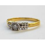 18ct gold and solitaire diamond ring, approx 0.2ct, size R/S