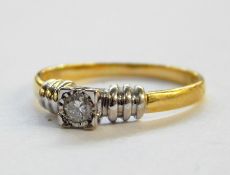 18ct gold and solitaire diamond ring, approx 0.2ct, size R/S