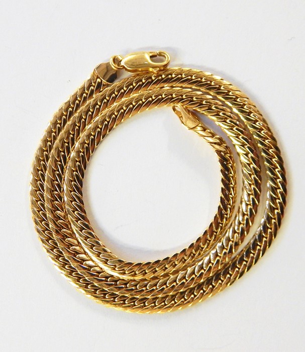 9ct gold flattened herringbone link chain necklace, 14.6g approx  Re: Enquiry - Toys, Dolls, Models,