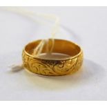 22ct gold wedding ring with scroll engraved decoration, 4.3g approx  Re: Enquiry - Toys, Dolls,