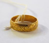 22ct gold wedding ring with scroll engraved decoration, 4.3g approx  Re: Enquiry - Toys, Dolls,