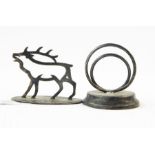 George V silver menu holder, concentric circle pattern, Chester 1910 and a George V reindeer-pattern