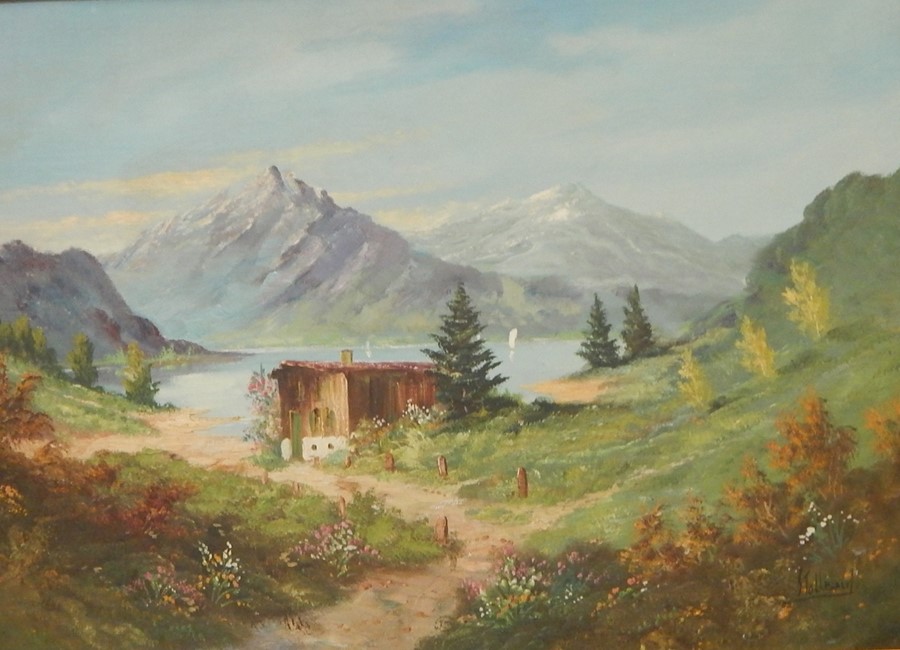 S Tollbalr/k(?) Oil on canvas Alpine scene, signed lower right, 48cm x 68cm