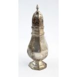 Silver sugar castor of octagonal baluster form, on a raised foot, Sheffield 1894, height 16.5cm, 4oz