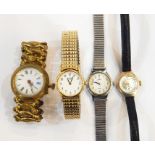 Lady's Avia gold-coloured wristwatch with leather strap, lady's Lorus stainless steel wristwatch,