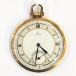 Gent's Omega rolled gold pocket dress watch with subsidiary seconds dial and hinged hanger, in Art