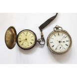 Victorian silver hunter pocket watch, London 1880, the dial inscribed 'Rotherhams, London' and an