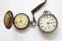 Victorian silver hunter pocket watch, London 1880, the dial inscribed 'Rotherhams, London' and an