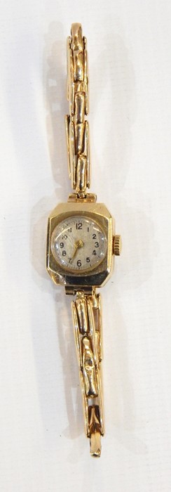 Lady's gold-coloured metal wristwatch with circular dial, button winding and the expanding 9ct - Image 2 of 2
