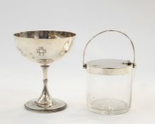 Glass and silver-mounted condiment pot, London 1934, marked 'Goldsmiths & Silversmiths, Regent