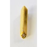18ct gold elongated chevron bar pendant set with single diamond