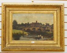 J M Barber Oil on canvas River scene, signed lower left and dated 1898(?), 35cm x 53cm (within