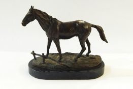 Bronze animalia French, a racehorse, marked 'Apul Edouard Brierre', the base 18cm wide