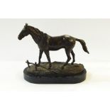 Bronze animalia French, a racehorse, marked 'Apul Edouard Brierre', the base 18cm wide