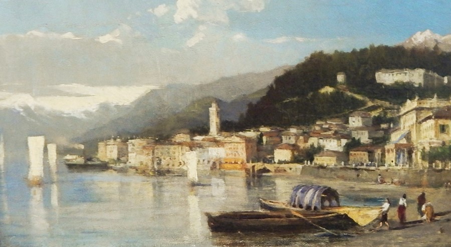 School of Felix Francois Georges Ziem (1821-1911) Oil on canvas  "Laguilia Near Genoa, Italy", - Bild 2 aus 2