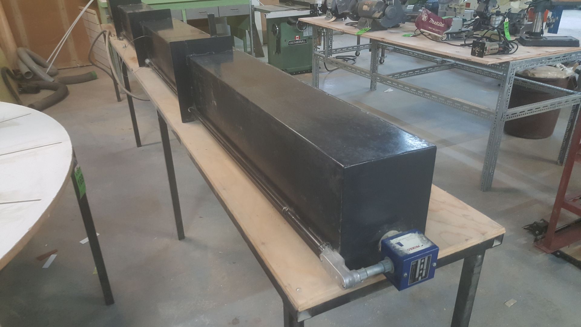 PVC Heater/Bender Oven on steel table. Dimensions including Oven and Base are 192"x24"x53"H - Image 2 of 8