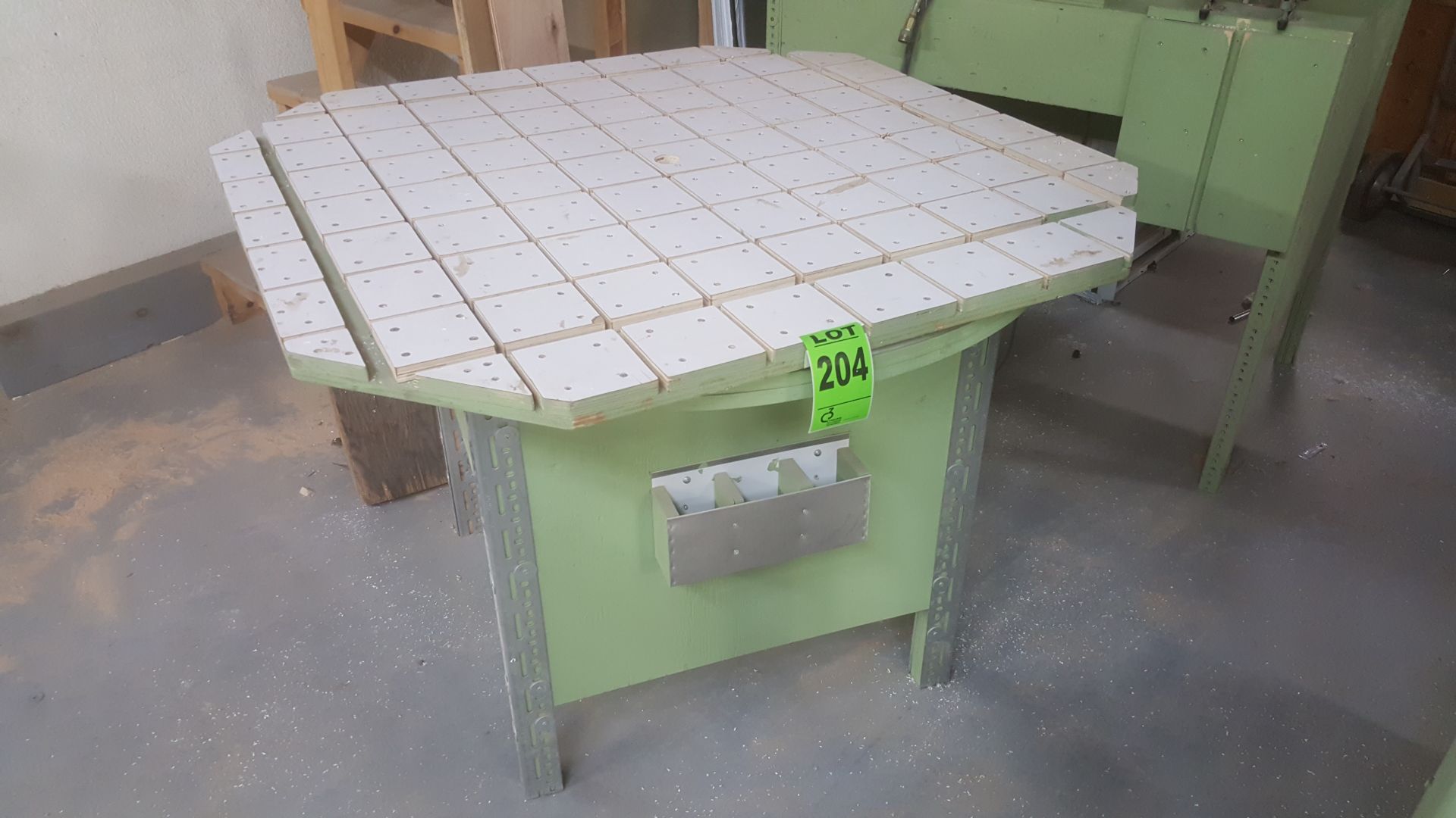 Rotating wood spacer table (4'x4'x3' H)