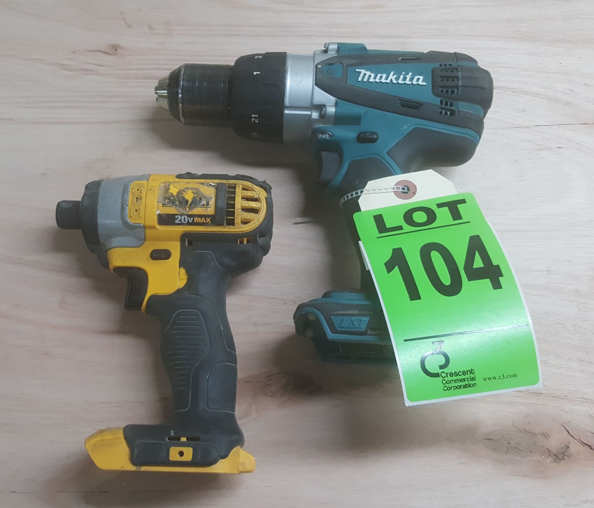 (1) DEWALT DCF885 cordless impact driver, (1) DEWALT DHP458 concrete driver (no battery)