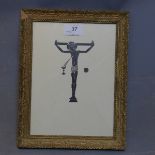 An Eric Gill wood engravings titled 'Crucifix, Chalice and Host',