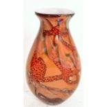 Glass Vase, Abstract Orange Colouration, Unique