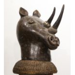 Sculpture, Rhino Head, Patinated Terracotta