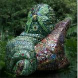 Sculpture, Maylee Christie, Luna Moth Chrysalis, Glass and Jewel Mosaic,