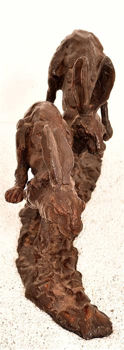 Paul Jenkins, Running Hares, Bronze Sculpture - Image 2 of 3