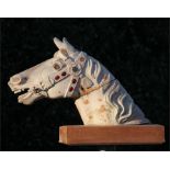 Sculpture, A Carousel horse head sculpture, white painted wood