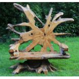 Sculpture, A huge teak Root Throne Bench